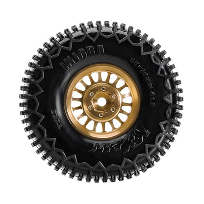 INJORA 1.0 XHX Pin Tires with 1.0 Plus Brass Beadlock Wheels Combo for 1/18 1/24 RC Crawlers Upgrade