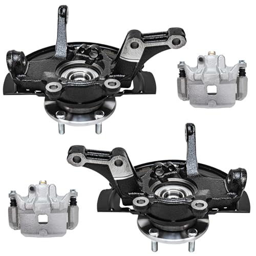 Detroit Axle - 2.5L Front Knuckles Brake Calipers for 2002-2006 | Nissan Altima 2003 2004 2005 Replacement Steering Knuckles and Wheel Bearing Hubs Assembly Disc Brake Calipers w/Brackets - size: 4BU50546/Kit