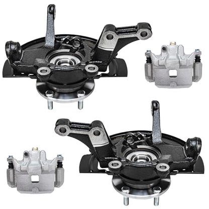 Detroit Axle - 2.5L Front Knuckles Brake Calipers for 2002-2006 | Nissan Altima 2003 2004 2005 Replacement Steering Knuckles and Wheel Bearing Hubs Assembly Disc Brake Calipers w/Brackets - size: 4BU50546/Kit