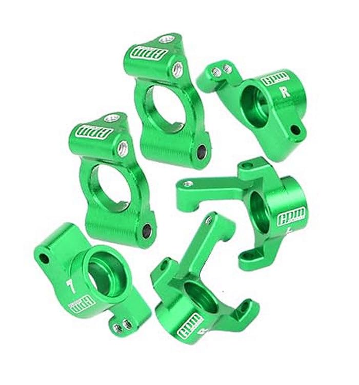 7075 Alloy Front Caster Blocks + Front Knuckle Arm + Rear Hubs Aluminum Upgrade Combo for LOSI 1:24 Micro-B 2WD Buggy RTR-LOS00007 / 1:28 Micro-T 2S 2WD RTR Stadium Truck-LOS-1392 Upgrades - Green