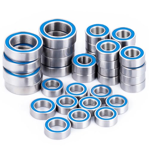 MORLORDY 36Pcs RC Complete Sealed Bearings Kit Wheel Hubs Kit for 1/16 Mini Slash E-Revo Rally RC Truck Upgrade Parts