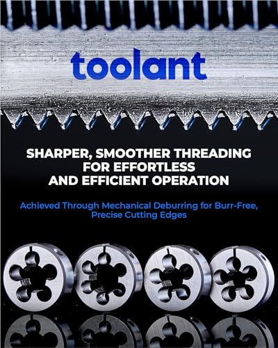 toolant 45-Piece SAE Tap and Die Set, 1/4"-1" | Large SAE taps and dies, 9/16 to 1-inch range, round dies, internal and external threading, extension handle - size: 45pcs SAE (1/4"-1")