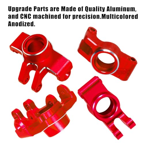 RC Aluminum Front Steering Block Knuckles & C-Hubs Caster Blocks & Rear Hubs Upgrades Parts for 1/18 Granite Grom Mega 380 Brushed 4x4 Monster Truck RTR.Red(4PCS) - color: Red (for 1/18)