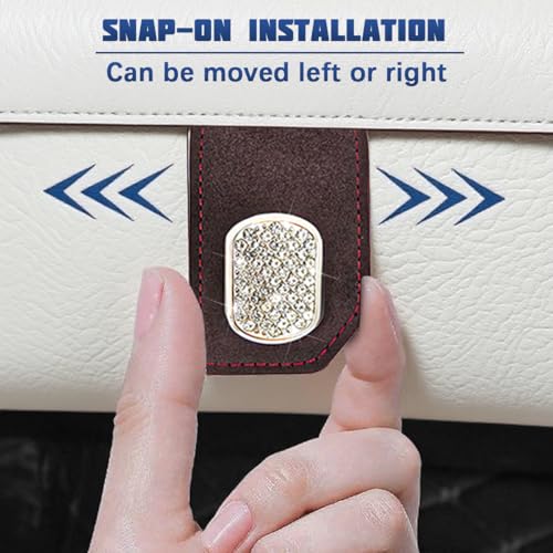 Bling Car Co-Pilot Glovebox Hook, 2PCS Crystal Rhinestone Vehicle Passenger Seat Hanging Storage Hooks for Handbag Purse, Automotive Glove Box Organizer Hanger, Universal Fit (Brown) - color: Brown