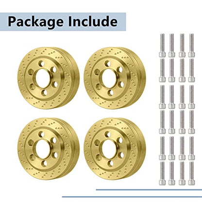 MORLORDY 4PCS RC Brass 1.9 Beadlock Wheels Weights for 1/10 Scale SCX10 D90 Wraith 90048 90018 RR10 RC Wheel Weights Accessories - size: 1.9 Inch