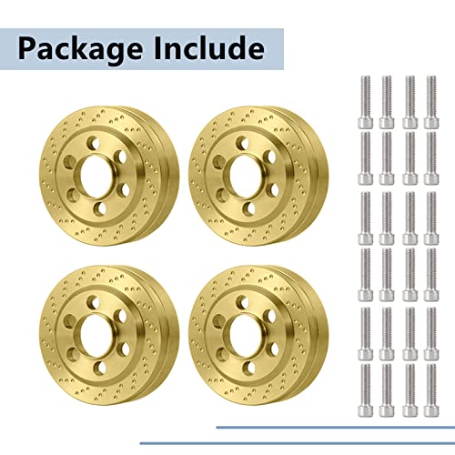MORLORDY 4PCS RC Brass 1.9 Beadlock Wheels Weights for 1/10 Scale SCX10 D90 Wraith 90048 90018 RR10 RC Wheel Weights Accessories - size: 1.9 Inch