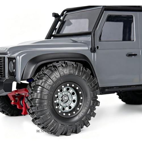 RC 1.0 Beadlock Wheels and Tires for 1/18 1/24 Trx4m SCX24 FMS FCX24 RC Crawler Car,Aluminum 4pcs RC Wheel Rim Soft Rubber Tires,RC Wheels 1.0,Titanium - color: Titanium (1.0 in Tires)