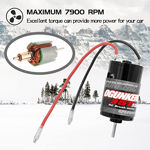 OGRC Motor 550 21T Brushed Motor 1/10 RC Crawler Motor for TRX4 SCX10 | 3-Slot 12900 Max RPM RC Car Motor for 1/10 TRAXXAS Redcat Axial RC4WD D90 and 1/6 Jeep Willys 1941 MB Military Truck - size: 35T