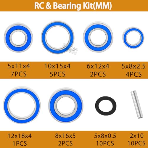 RC Sealed Bearings Kit Upgrade Parts for 1/10 Slash 4WD LGC HCG and VXL,Rustler/Stampede/Telluride/Rally 4X4.Navy Blue. - color: Navy Blue(for 1/10)