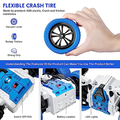 Double Sided RC Car, 4WD Off-Road Stunt Car with 360 Flips, 2.4Ghz Indoor Outdoor All Terrain Rechargeable Electric Toy Car Gift for Boys & Girls Aged 3-12