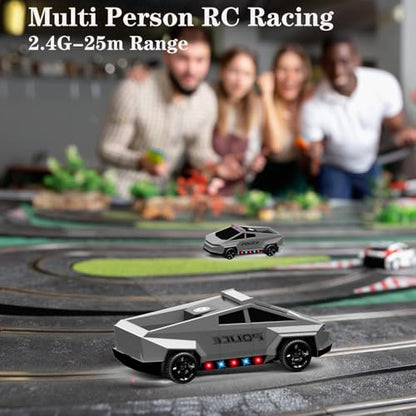 RC Remote Control Car Cybertruck Toy, Police Car Toy 2.4GHz, LED Lights, 2 Rechargeable Batteries, Ideal Gift for Boys Girls Ages 3+ Years - style: Police Cybertruck