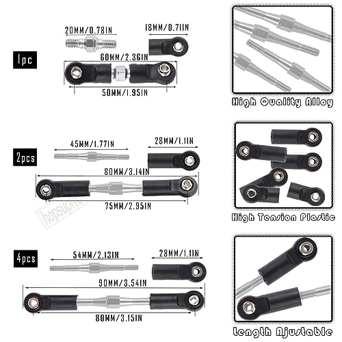 Adjustable Turnbuckles Upgrades Part for 1/10 Slash/Rustler/Stampede/Bandit VXL 4WD, Adjustable Turnbuckles Camber Links Toe Link,7PCS Silver - color: Silver/7pcs