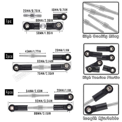 Adjustable Turnbuckles Upgrades Part for 1/10 Slash/Rustler/Stampede/Bandit VXL 4WD, Adjustable Turnbuckles Camber Links Toe Link,7PCS Silver - color: Silver/7pcs