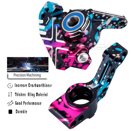 RC Caster Block Set Upgrades Part for 1/10 2WD Slash/Rustler/Stampede 2WD/Bandit 2WD VXL,Aluminium Left Right Caster Blocks,Front Steering Block,Rear Stub Axle Carriers,Polychrome