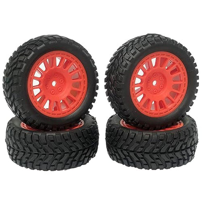 4PCS 75mm Rubber Tyres Tires with Foam Inserts and Plastic Wheel Rims 12mm Hex for 1/10 On-Road RC Drift Touring Car 1/14 1/16 1/18 Rally Car Replacement Parts(Red) - color: Red