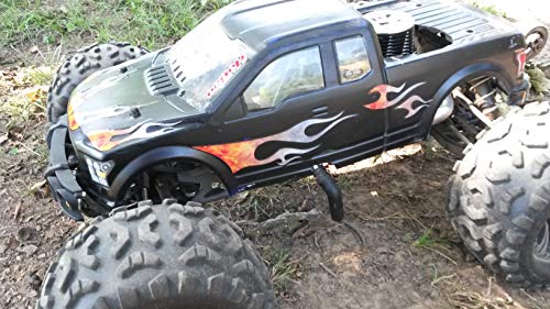 RC car Truck - Tribal Flames - 10pc Body Decal kit - Universal for Arrma Losi HPI Axial Traxxas Redcat Tekno 1/10 1/8 Scale Rock Crawler Stickers (Torched Steel) - color: Torched Steel