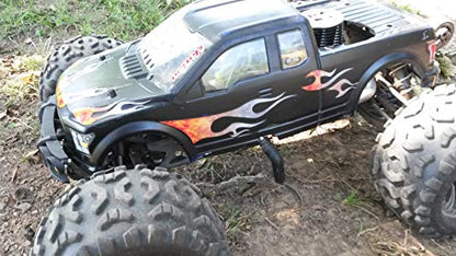 RC car Truck - Tribal Flames - 10pc Body Decal kit - Universal for Arrma Losi HPI Axial Traxxas Redcat Tekno 1/10 1/8 Scale Rock Crawler Stickers (Torched Steel) - color: Torched Steel