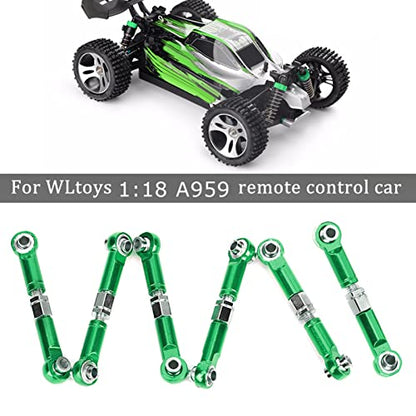 6Pcs Metal RC Car Tie Rods,RC Truck Tie Rods,RC Truck Tie Rod Replacement Parts for 1/18 A959 RC Car - color: green