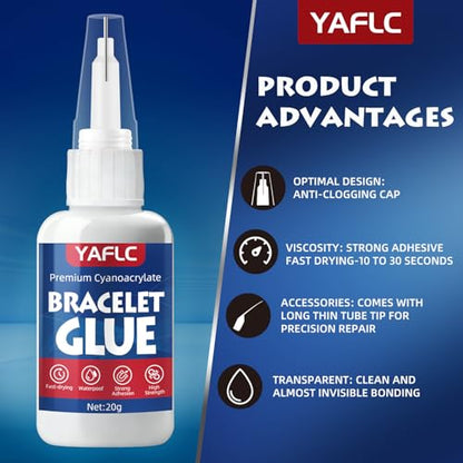 Jewelry Glue for Elastic String, Bracelet Glue for Elastic String 40g | Cyanoacrylate Glues for Jewelry Making, Knot Fixing Drip Adhesive, Plastic Bracelet, Metal and Stone, Bead Charms, DIY Crafts - style: Bracelet Glue