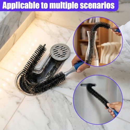 Car Engine Cleaning Brush with Long Handle, Flexible Hard Bristle Auto Detailing Brushes Kit with Hanging Hole, Bendable Car Wash Brush for Radiator Dryer Vent/Refrigerator Coil (1PC) - size: 1PC