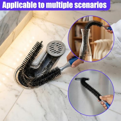 Car Engine Cleaning Brush with Long Handle, Flexible Hard Bristle Auto Detailing Brushes Kit with Hanging Hole, Bendable Car Wash Brush for Radiator Dryer Vent/Refrigerator Coil (1PC) - size: 1PC