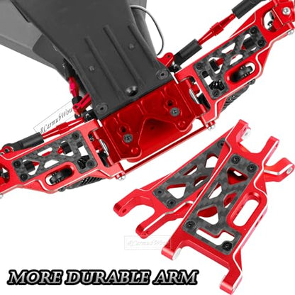 RC Upgrades Part for 1/10 Slash 2WD,Slash 2WD VXL,Alloy Aluminum Front Rear Suspension Arms,Front Steering Block,Rear Stub Axle Carriers,Left Right Caster Blocks,Red - size: Red(caster block set&arms)