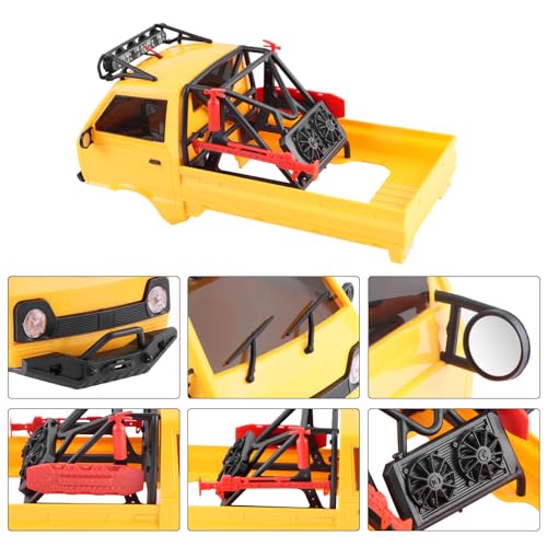 KT24 1/24 Kei Truck Hard Body Shell Kit for 133mm Wheelbase SCX24,YE | Plug-and-Play Lighting, For SCX24 C10/Bronco/Wrangler/Base Camp/4Runner - color: Yellow
