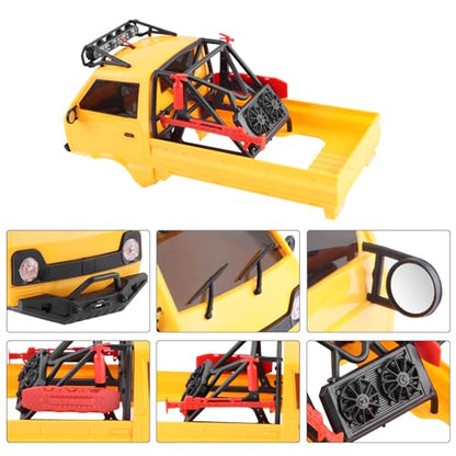 KT24 1/24 Kei Truck Hard Body Shell Kit for 133mm Wheelbase SCX24,YE | Plug-and-Play Lighting, For SCX24 C10/Bronco/Wrangler/Base Camp/4Runner - color: Yellow