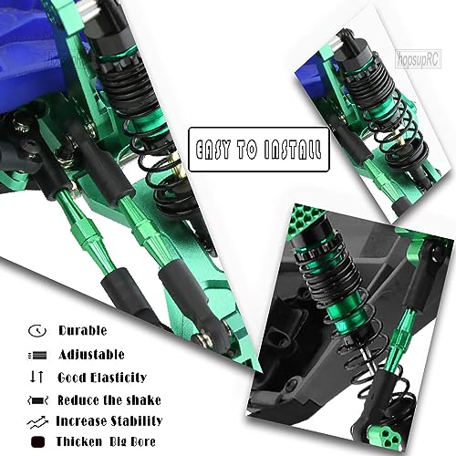 Big Bore RC Shocks Upgrades Part for 1/10 Rustler/Stampede 2WD, Aluminum A Arm & Caster Block & Steering Blocks & Rear Stub Axle Carriers & Adjustable Turnbuckles Camber Link,Green - color: Green/Axle Carriers-Arm-Link-shock