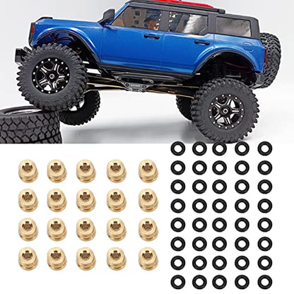 20PCS Brass Shock Damper Ball Head Set, RC Rod Ends Ball with 40 Rubber O Rings RC Crawler Suspension Link Ball Joint Replacement Parts for 1/24 SCX24RC Car Upgrade