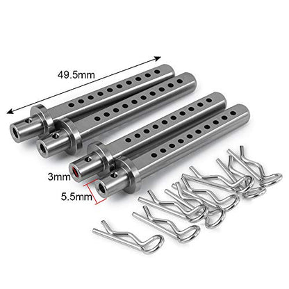4PCS Aluminum Body Post Mounts for 1/10 SCX10,Body Posts Replacement Part | 3 Color,Heavy-duty Aluminum,CNC-Machined Body Posts Upgrade Part - color: Titanium