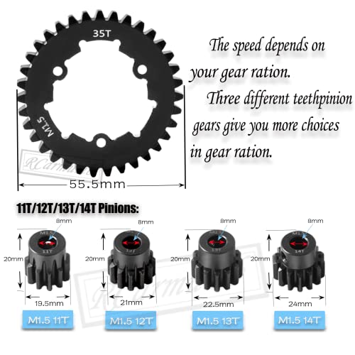35T Spur Gear Upgrades Part for 1/5 X-Maxx 6S Monster Truck,1/5 X-Maxx 8S Monster Truck,Medium Carbon Steel 35T 1.5 Spur Gear with Pinion Gear(11T/12T/13T/14T) Hops Up