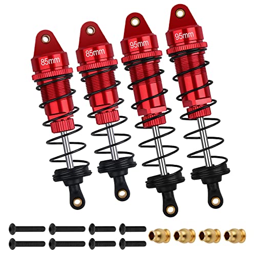4Pcs RC Shocks 85mm Front Shock & 95mm Rear Shock Absorber Set | Update Parts Compatible with 1/10 1/12 WLtoy Kyosho Tamiya Losi RC Buggy/Rally Racing Cars (Red) - color: 1/10 Scale Red