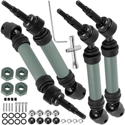 Drive Shaft Axles Upgrades Part for 1/10 4WD Slash/Rustler/Stampede/Jat0 4X4(BL-2s)(VXL),F0rd F15O,RC Front & Rear Steel DriveShaft CVD w/Hex Hops Up,#9051#9052,Titanium - color: Titanium - (4pcs Driveshafts)
