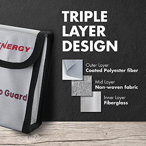 Tenergy 4 Pack, Fire Retardant Lipo Bags, Battery Bags for Charging and Storage, 5.5x3.5x2 inches Each - size: 2x Small 5.5x3.5x2in (Pack of 2)