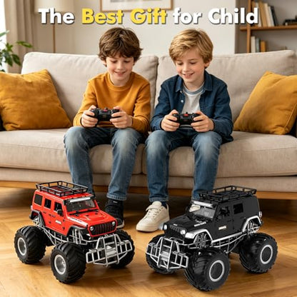 Highspeed Off-Road rc Monster Truck with Light Spray 2.4GHz Upright 360 Rotate 4WD Monster Trucks rc Cars, 20+ KM/H Monster Trucks 70min (Max) Runtime, Back to School Birthday Gift Toddler Toys 8-12 - color: Upgrade Red