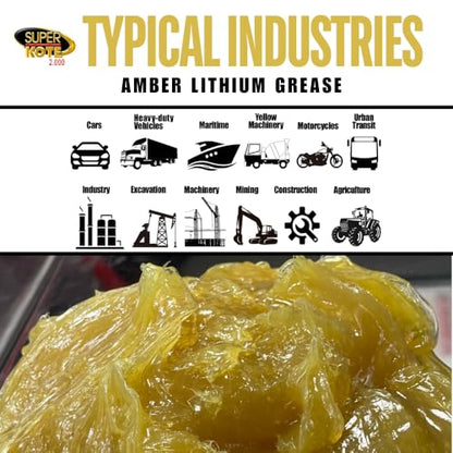 Multipurpose Lithium Grease Superkote 2000 | NLGI 2 | Lubricant Grease | Extreme Pressure | High Temperature | Heavy Duty | Bearing | Trailer Axle | Chassis | Automotive | Amber Grease | 360 gr Can
