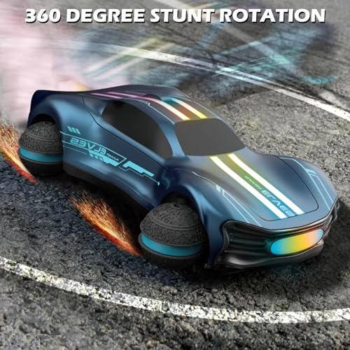 1:16 Scale RC Drift Car, 4WD Drift Stunt Car Round Wheel Concept Vehicle with All Terrain Tires, LED Lights, Christmas Birthday Gifts for Teen Adults - color: Blue, size: 2 Battery