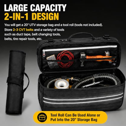 2-in-1 UTV Storage Bag for Maverick X3 RC Turbo 2018-2021,1680D Waterproof Roll Bar Storage Organizer Reflective Strip ATV Golf Cart&Truck