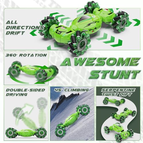 Nitigo Gesture RC Car Hand Controlled RC Car Toys for Boys Girls 6-12 | 2.4GHz 360° Rotation 4WD Gesture Sensing RC Stunt Car with Light & Music, Birthday Gifts for Kids
