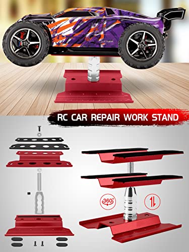 RC Tool Kit, 1/10 1/8 RC Tool, RC Car Boat Helicopter Repair Tools - 27pcs | Include Screwdriver (Flat, Phillips, Hex), Work Stand, Screw, Pliers, Body Reamer, Wrench, Tray, Storage Rack (Red) - color: Red