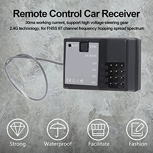 RC Receiver Waterproof 2.4G Frequency 3.3‑6V, Remote Control Car Boat Tank Accessories, Fast Response 2ms with FHSS 67 Channel, High Efficiency Waterproof Technology for RC Vehicle
