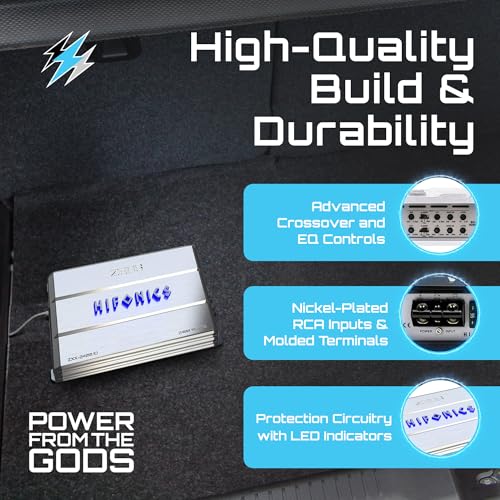 Hifonics Zeus ZXX 2400 Watt Max Class D Monoblock Car Audio Amplifier Amp with Bass Knob and Remote, Variable Crossovers, ZXX-2400.1D, Silver - style: 2400 Watt Monoblock