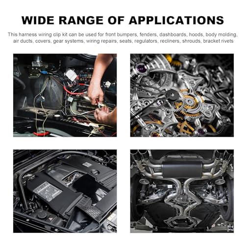 200 PCS Car Wire Loom Routing Clips, 15 Sizes Push Mount Cable Tie Auto Nylon Harness Clips Assortment, Self Locking Harness Routing Clip Replacement Parts for Most Vehicles
