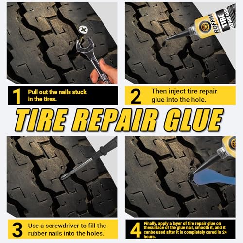 Tire Repair Glue Kit 100ml,Tire Sidewall Adhesive Rubber Cement Black | Automotive Tire Repair Glue Kit, Professional Bonding Glue for Bike, Car, Motorcycle, Bicycle