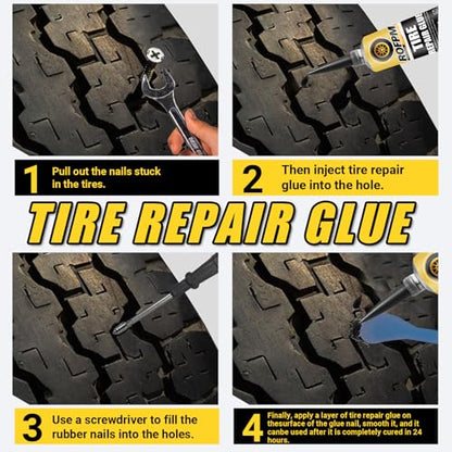 Tire Repair Glue Kit 100ml,Tire Sidewall Adhesive Rubber Cement Black | Automotive Tire Repair Glue Kit, Professional Bonding Glue for Bike, Car, Motorcycle, Bicycle