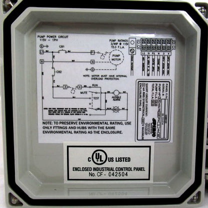 Pump Control Panel with High Water Alarm (Model 50B010 WHAP)