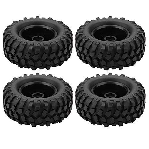 RC Car Tires, 4 Pcs 6 Holes Rubber with Hubs Off-Road Tires for 1/10 Scale RC Crawler Vehicle Enthusiasts and Off-Road Adventure Scenarios