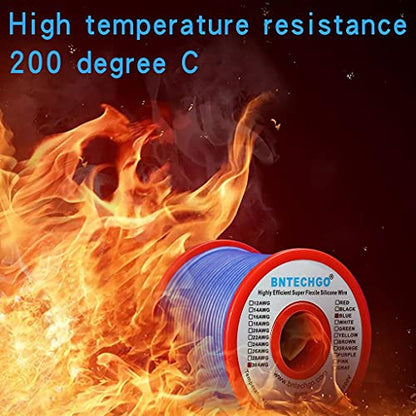 BNTECHGO 30 Gauge Silicone Wire Blue 100ft Stranded Tinned Copper Wire | Flexible 30 AWG Stranded Wire Silicone Rubber Insulation For RC Models, Drone, Robot, LED Lighting Systems, 3D Printer, DIY - size: 30 gauge silicone wire 100ft, style: Blue