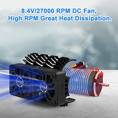 2 Pack RC Cooling Fans Surpass Hobby 30mm 27000RPM RC Motor Fan with Cover | Replacement Fans (Without Motor Heatsink) for 1/8 1/10 RC Car Truck Buggy Truggy - color: 2 Pack Black Fans Only